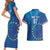 Cape Verde Tubaroes Azuis Custom Couples Matching Short Sleeve Bodycon Dress and Hawaiian Shirt Break The Waves - Wonder Print Shop