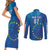 Cape Verde Tubaroes Azuis Custom Couples Matching Short Sleeve Bodycon Dress and Long Sleeve Button Shirt Break The Waves - Wonder Print Shop