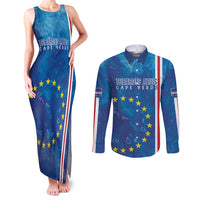 Cape Verde Tubaroes Azuis Custom Couples Matching Tank Maxi Dress and Long Sleeve Button Shirt Break The Waves - Wonder Print Shop