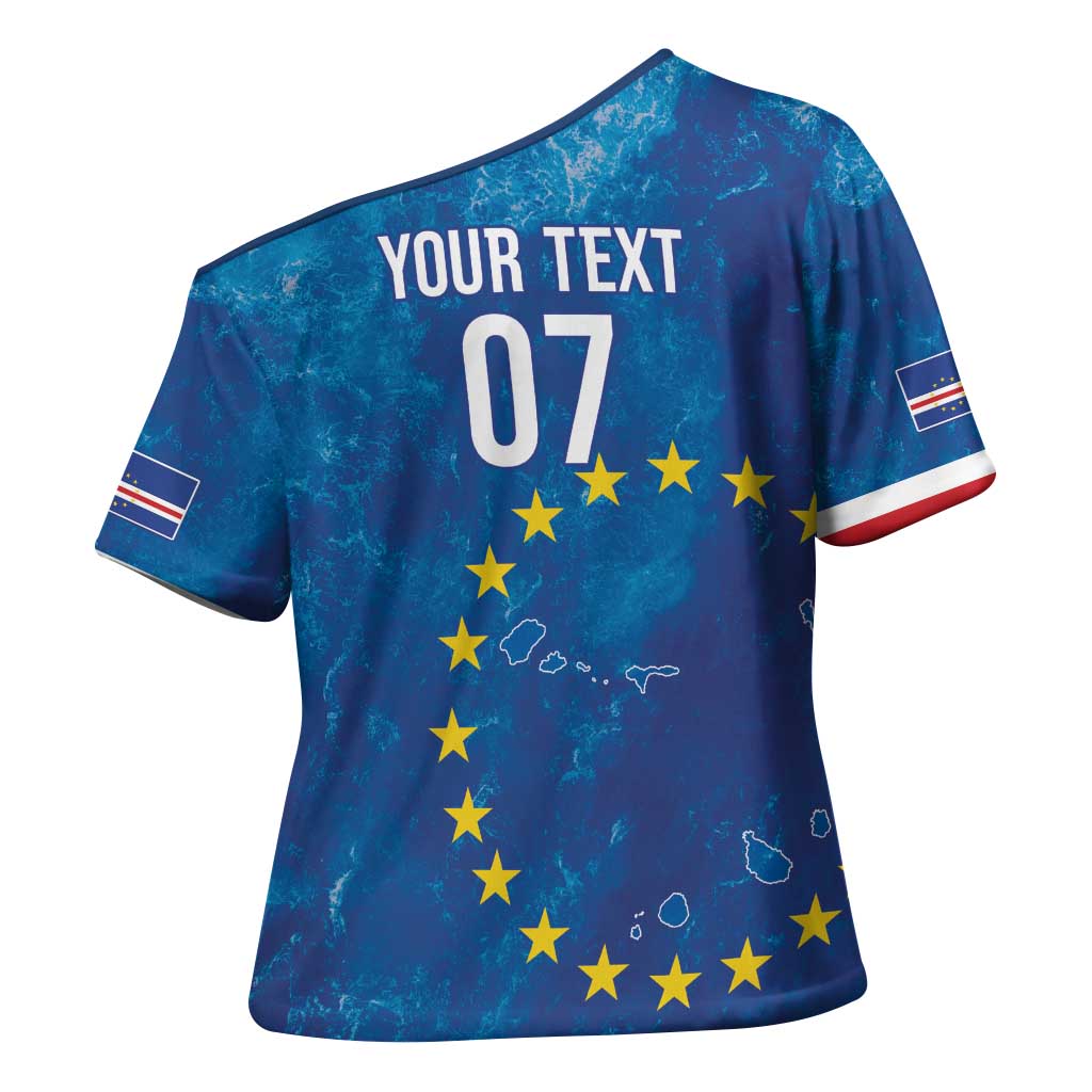 Cape Verde Tubaroes Azuis Custom Cross Shoulder Shirt Break The Waves - Wonder Print Shop