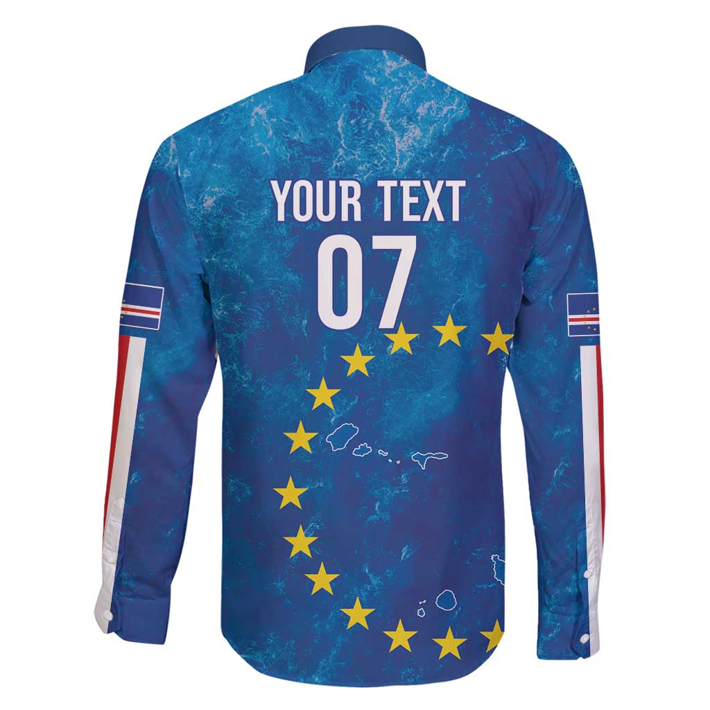 Cape Verde Tubaroes Azuis Custom Family Matching Long Sleeve Bodycon Dress and Hawaiian Shirt Break The Waves - Wonder Print Shop