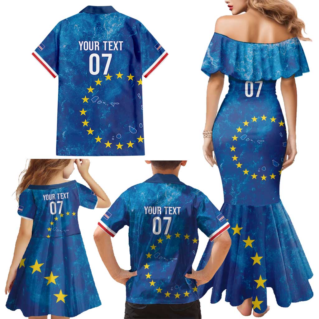 Cape Verde Tubaroes Azuis Custom Family Matching Mermaid Dress and Hawaiian Shirt Break The Waves - Wonder Print Shop
