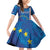 Cape Verde Tubaroes Azuis Custom Family Matching Off Shoulder Short Dress and Hawaiian Shirt Break The Waves - Wonder Print Shop