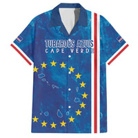 Cape Verde Tubaroes Azuis Custom Family Matching Off Shoulder Short Dress and Hawaiian Shirt Break The Waves - Wonder Print Shop