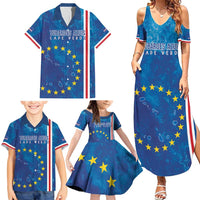Cape Verde Tubaroes Azuis Custom Family Matching Summer Maxi Dress and Hawaiian Shirt Break The Waves - Wonder Print Shop