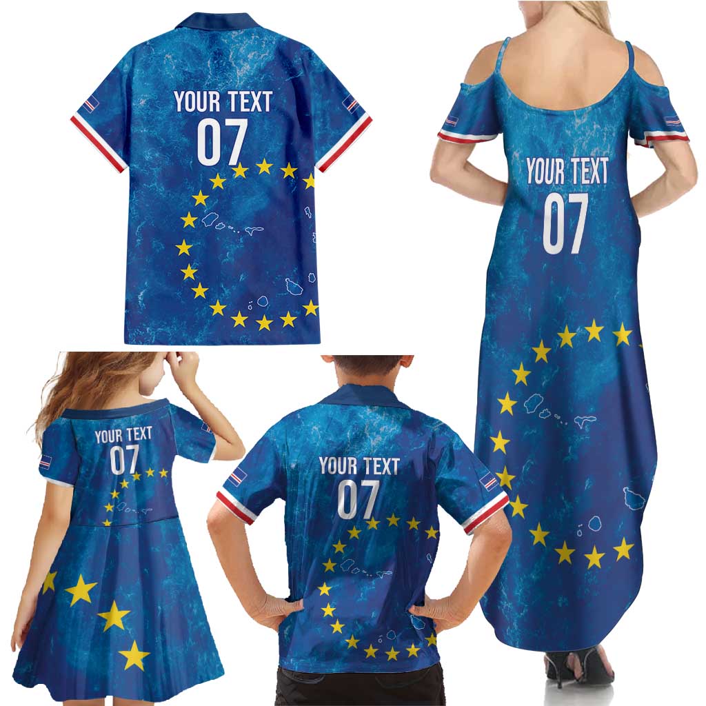 Cape Verde Tubaroes Azuis Custom Family Matching Summer Maxi Dress and Hawaiian Shirt Break The Waves - Wonder Print Shop