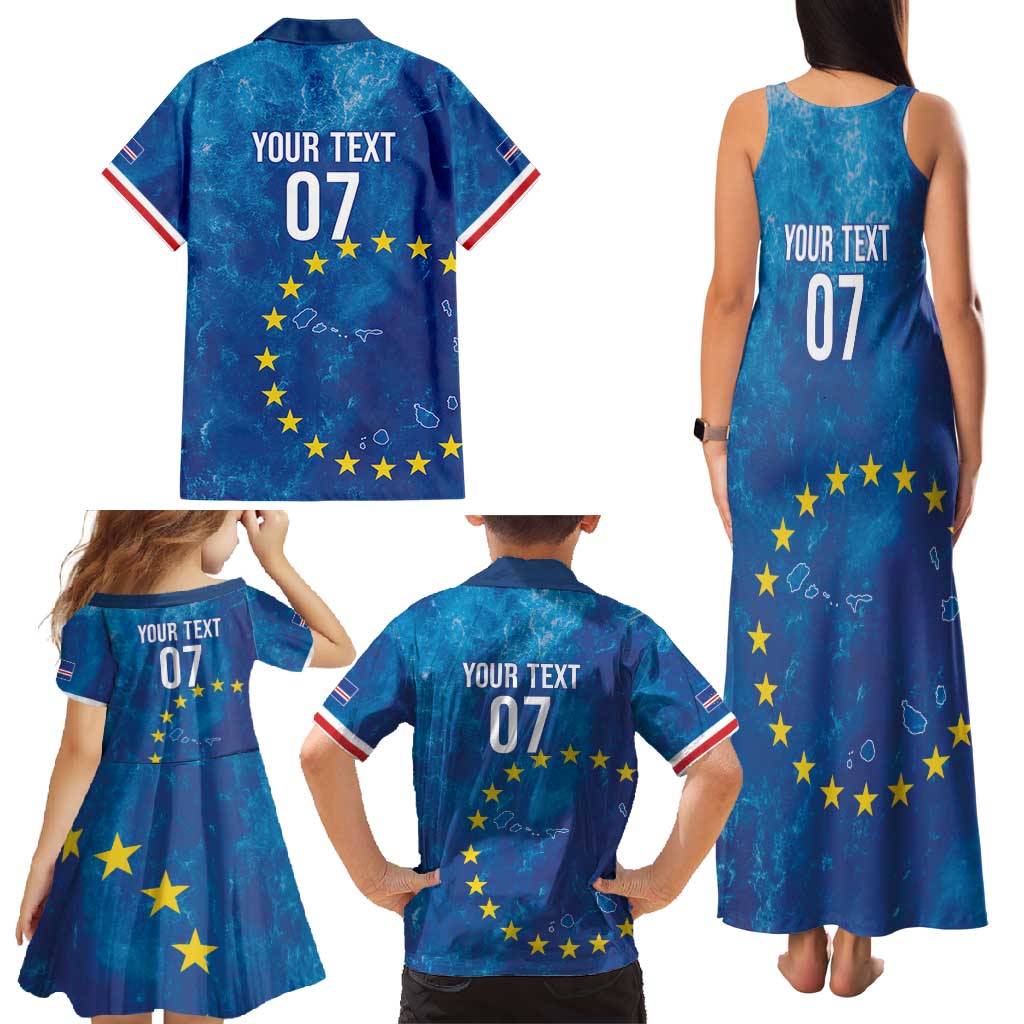 Cape Verde Tubaroes Azuis Custom Family Matching Tank Maxi Dress and Hawaiian Shirt Break The Waves - Wonder Print Shop
