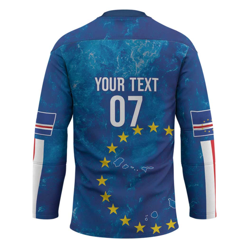 Cape Verde Tubaroes Azuis Custom Hockey Jersey Break The Waves - Wonder Print Shop