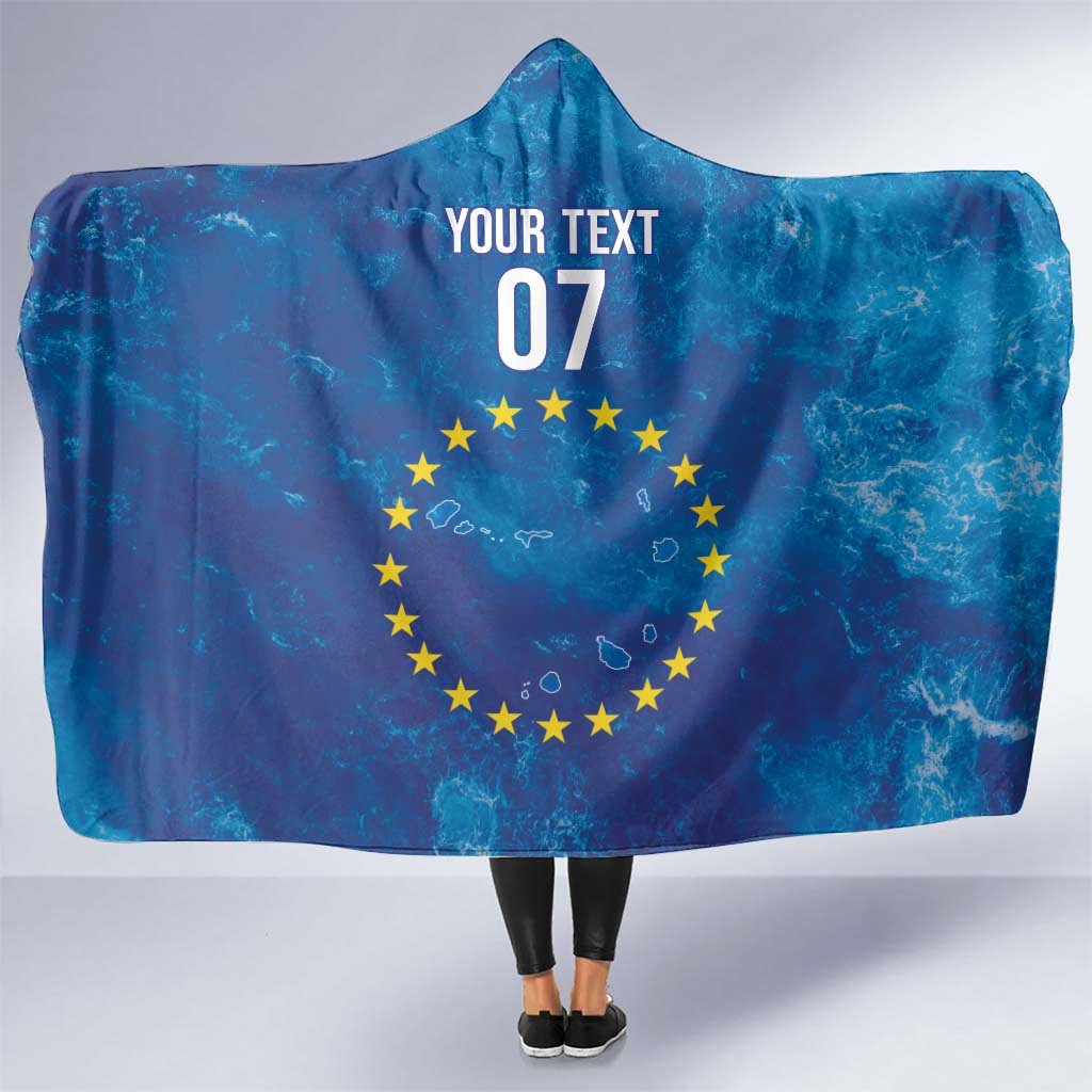 Cape Verde Tubaroes Azuis Custom Hooded Blanket Break The Waves - Wonder Print Shop