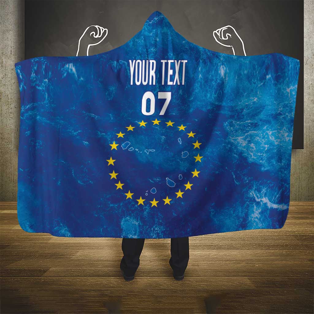Cape Verde Tubaroes Azuis Custom Hooded Blanket Break The Waves - Wonder Print Shop