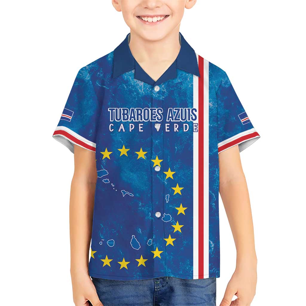 Cape Verde Tubaroes Azuis Custom Kid Hawaiian Shirt Break The Waves - Wonder Print Shop