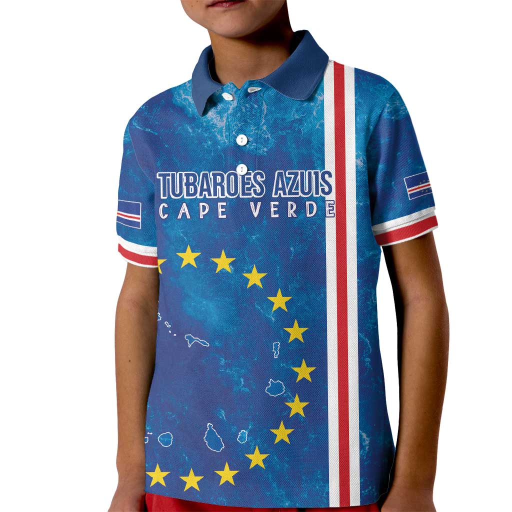 Cape Verde Tubaroes Azuis Custom Kid Polo Shirt Break The Waves - Wonder Print Shop