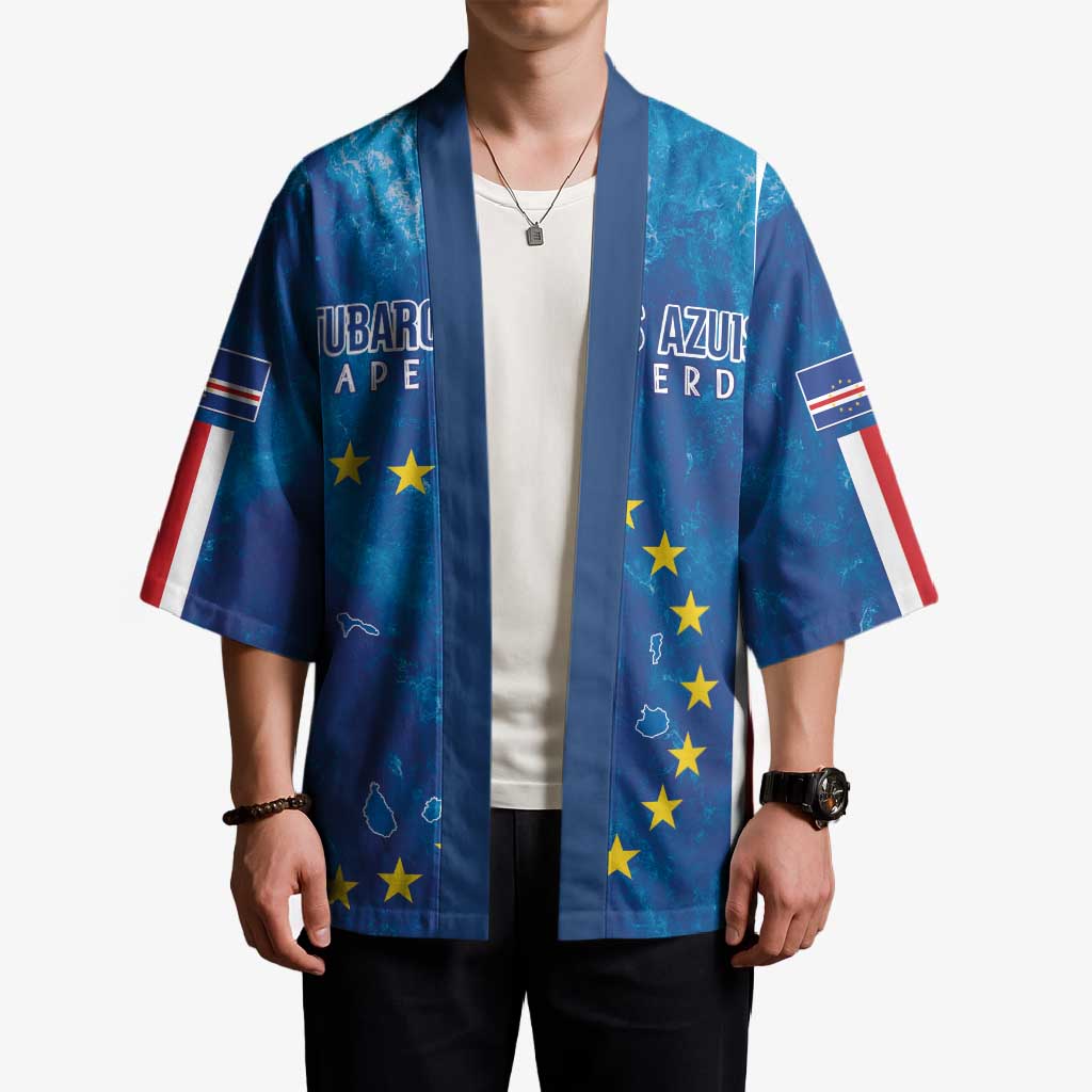 Cape Verde Tubaroes Azuis Custom Kimono Break The Waves - Wonder Print Shop