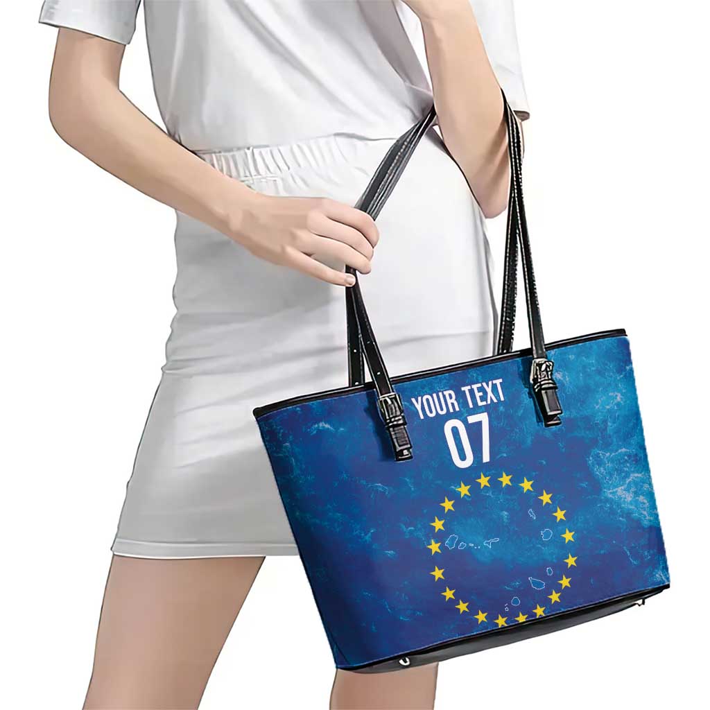 Cape Verde Tubaroes Azuis Custom Leather Tote Bag Break The Waves - Wonder Print Shop