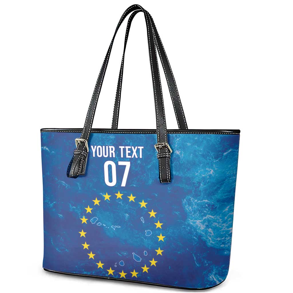 Cape Verde Tubaroes Azuis Custom Leather Tote Bag Break The Waves - Wonder Print Shop