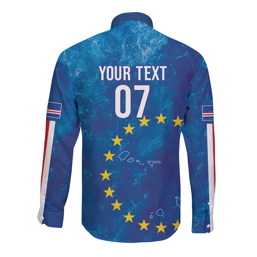 Cape Verde Tubaroes Azuis Custom Long Sleeve Button Shirt Break The Waves - Wonder Print Shop