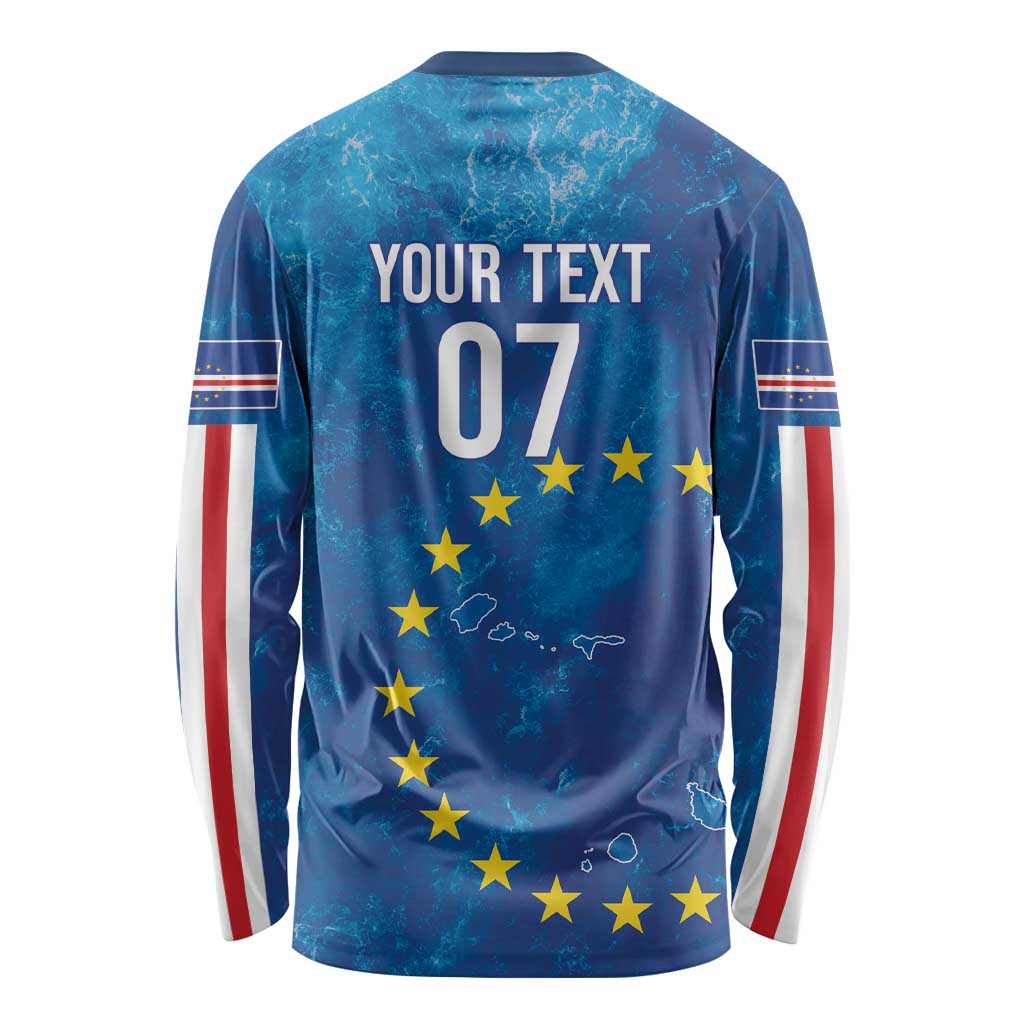 Cape Verde Tubaroes Azuis Custom Long Sleeve Shirt Break The Waves - Wonder Print Shop