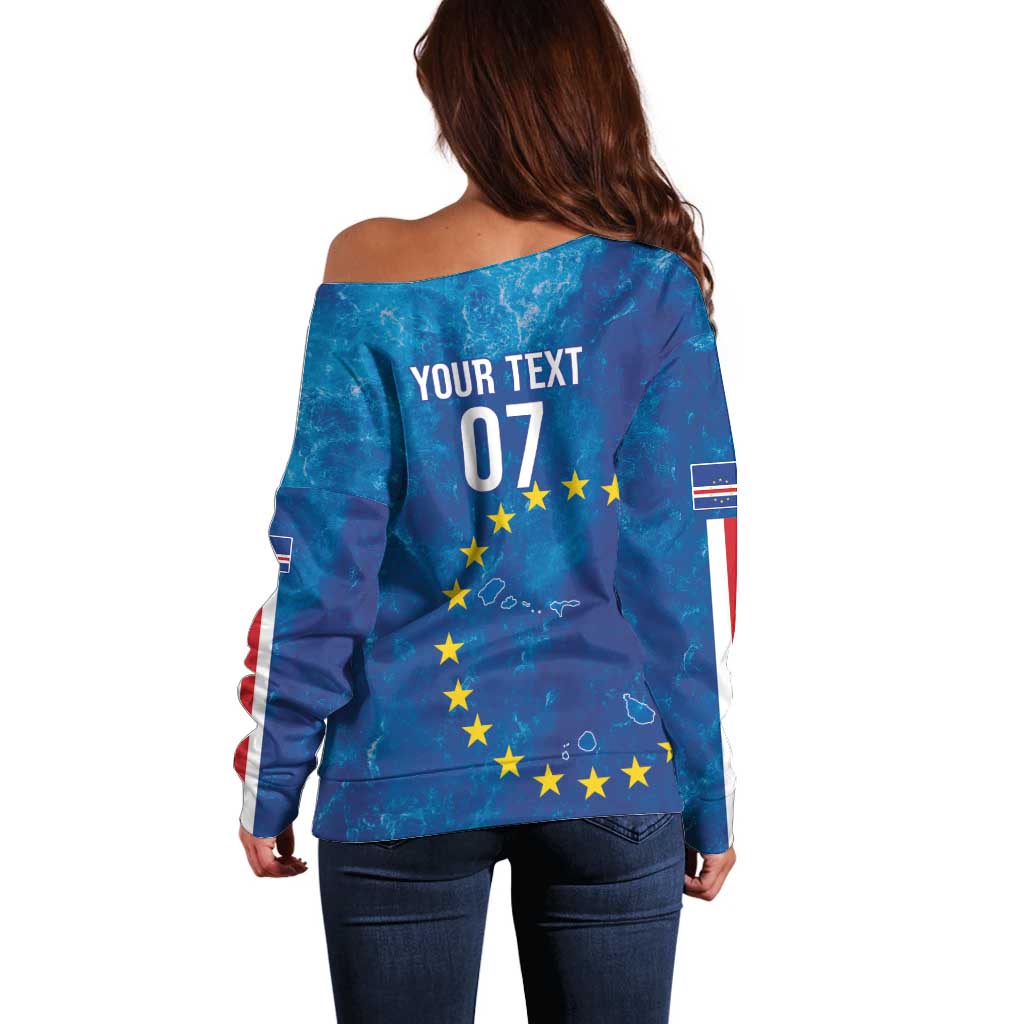 Cape Verde Tubaroes Azuis Custom Off Shoulder Sweater Break The Waves - Wonder Print Shop