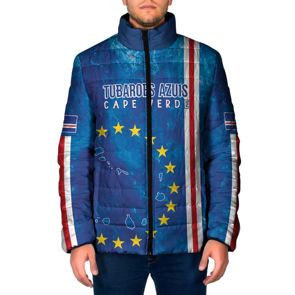 Cape Verde Tubaroes Azuis Custom Padded Jacket Break The Waves - Wonder Print Shop