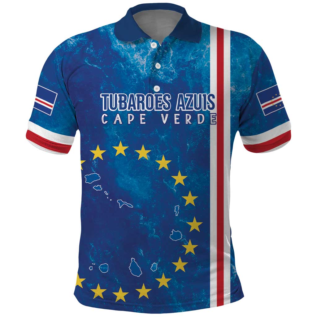 Cape Verde Tubaroes Azuis Custom Polo Shirt Break The Waves - Wonder Print Shop
