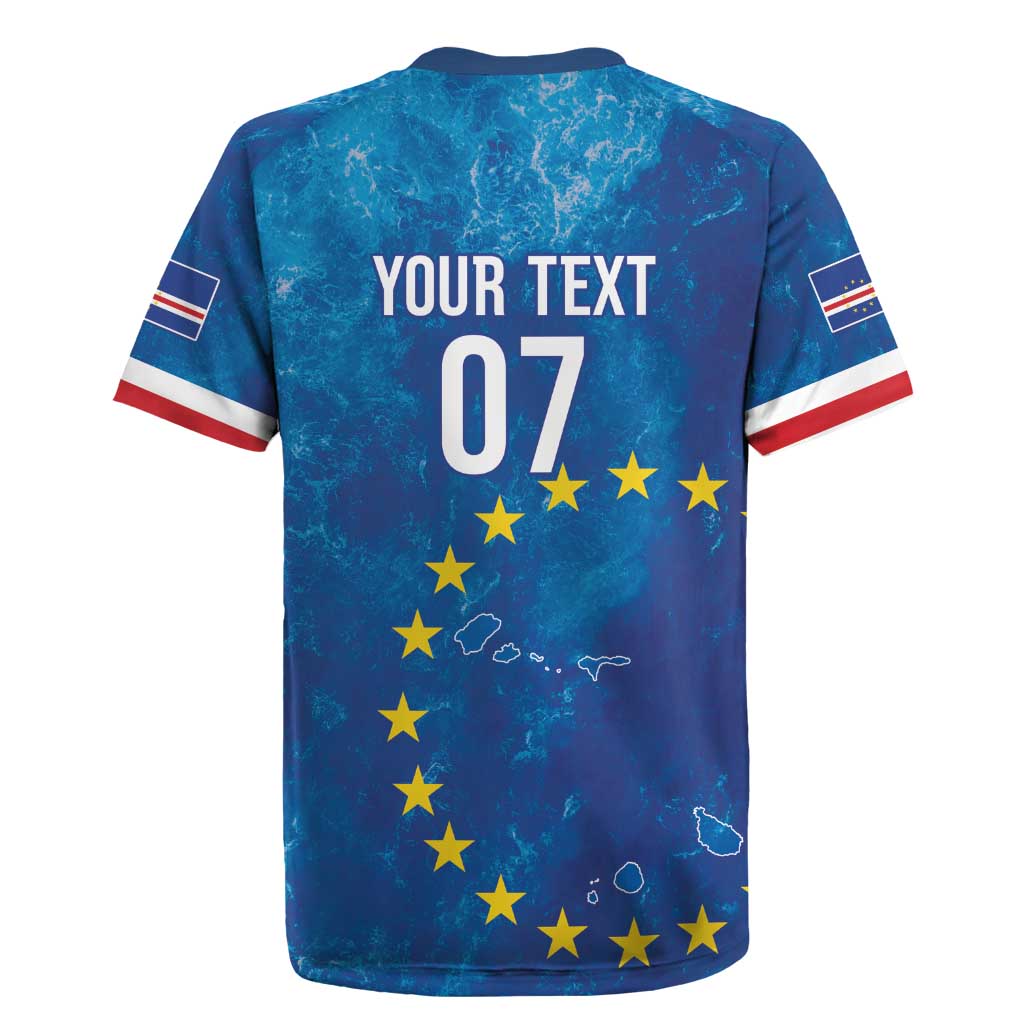 Cape Verde Tubaroes Azuis Custom Rugby Jersey Break The Waves - Wonder Print Shop