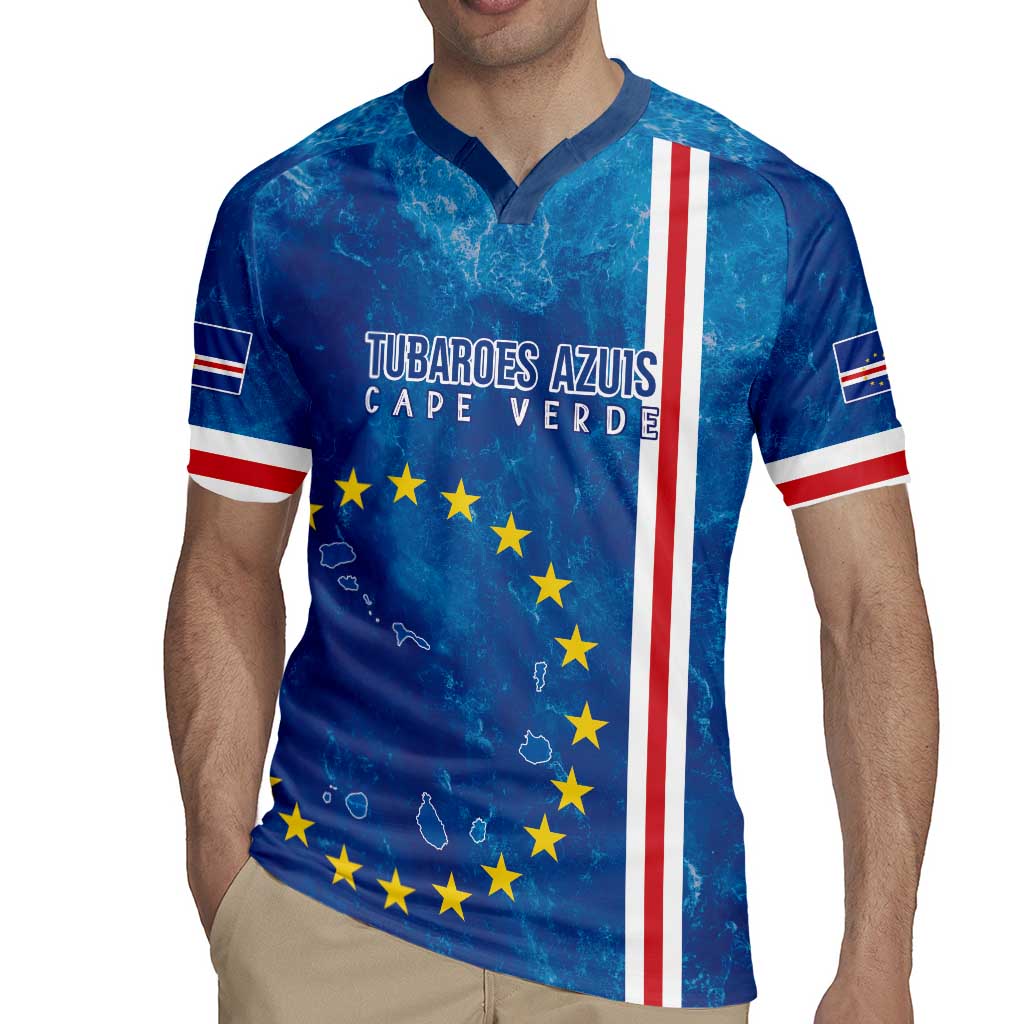 Cape Verde Tubaroes Azuis Custom Rugby Jersey Break The Waves - Wonder Print Shop