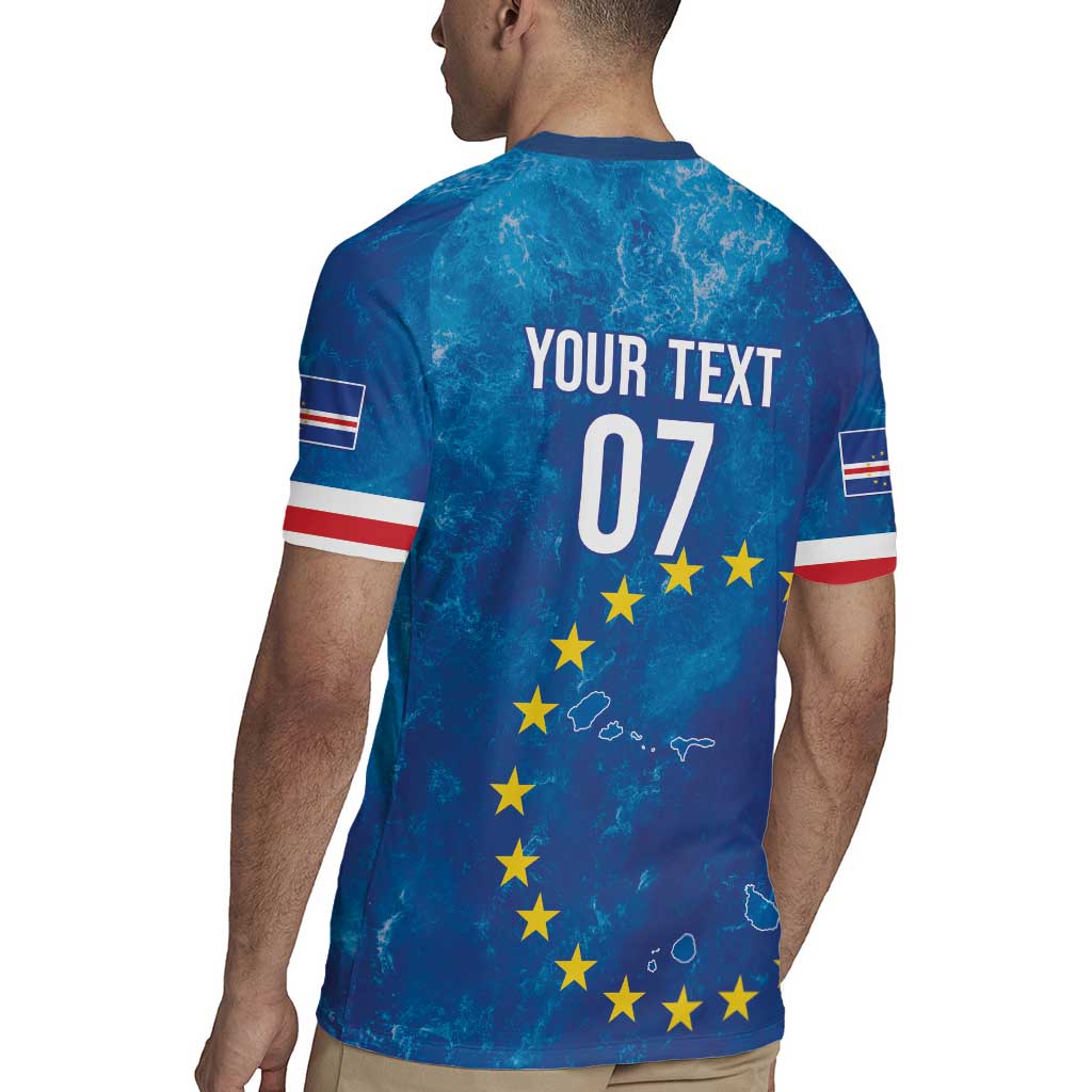 Cape Verde Tubaroes Azuis Custom Rugby Jersey Break The Waves - Wonder Print Shop