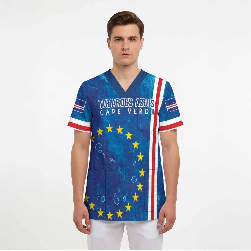 Cape Verde Tubaroes Azuis Custom Scrub Top Break The Waves - Wonder Print Shop