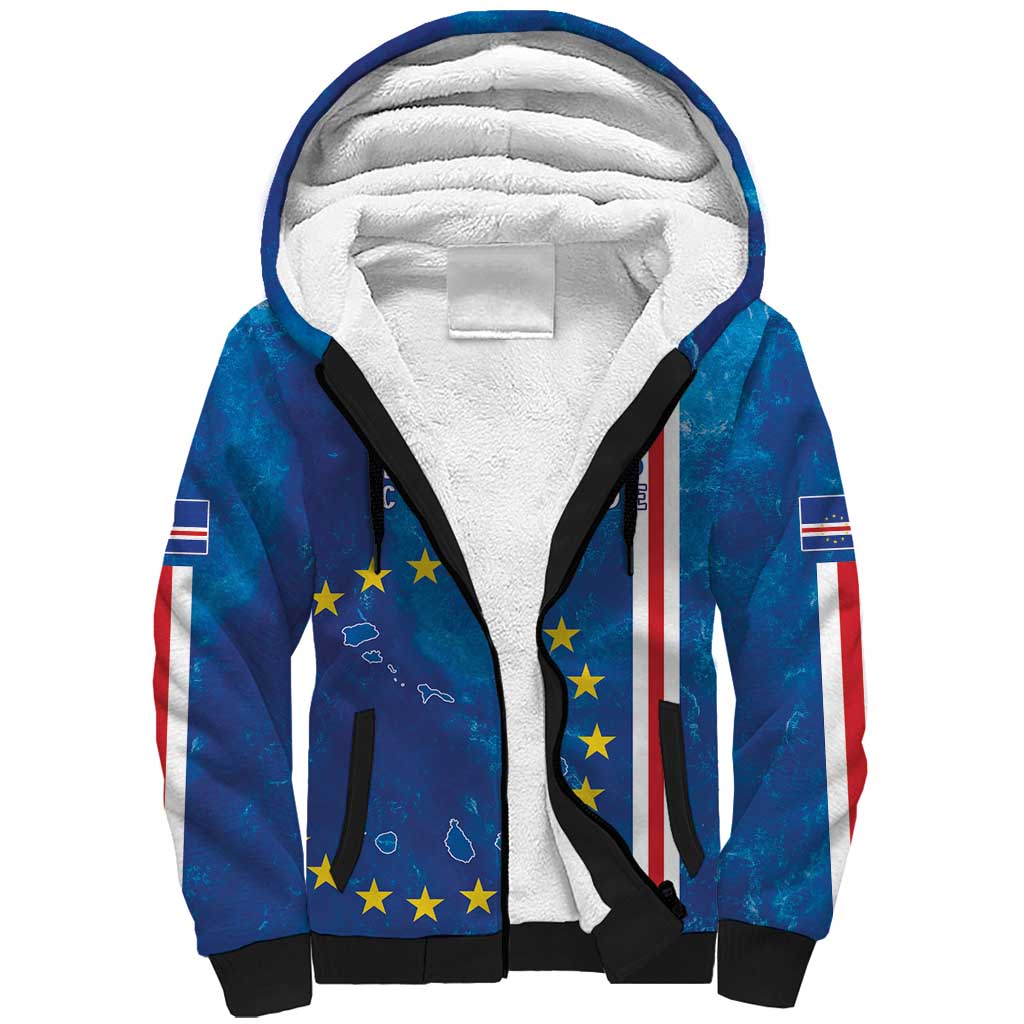 Cape Verde Tubaroes Azuis Custom Sherpa Hoodie Break The Waves - Wonder Print Shop