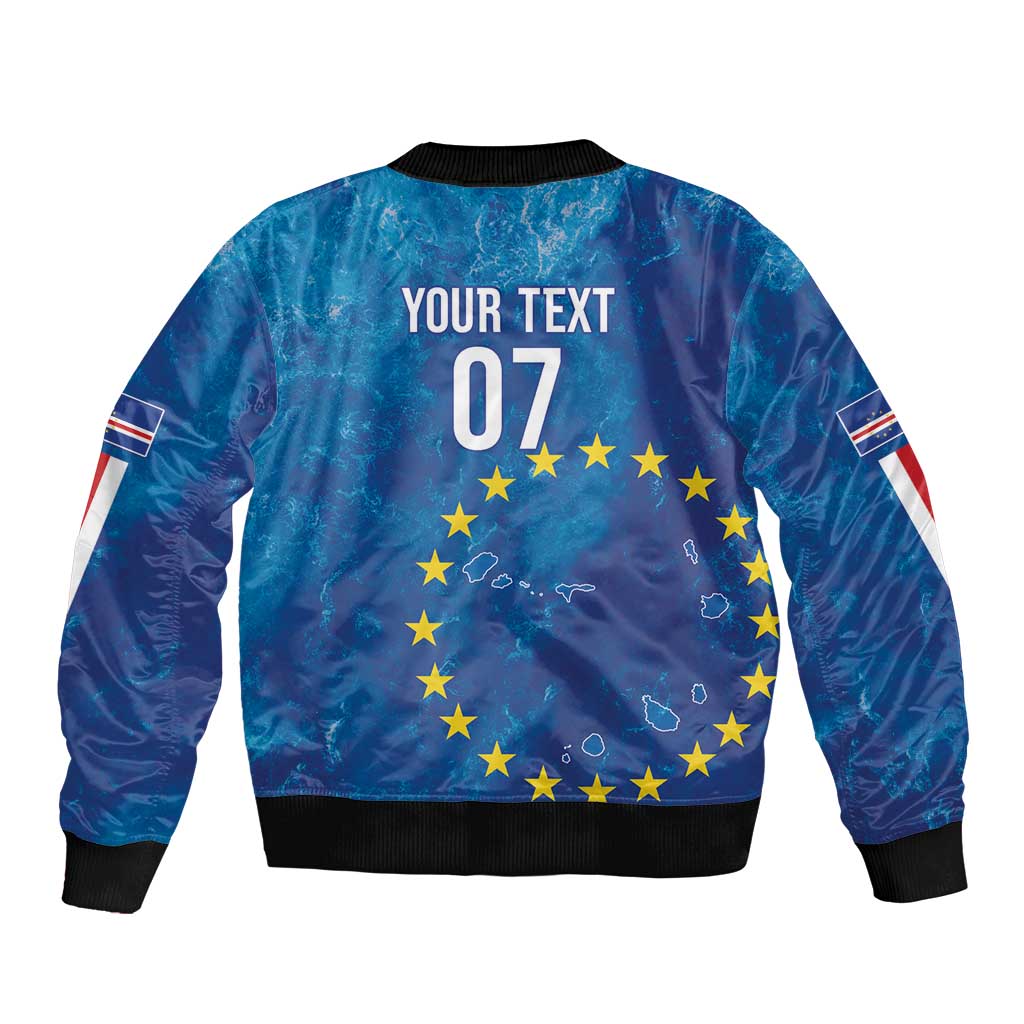 Cape Verde Tubaroes Azuis Custom Sleeve Zip Bomber Jacket Break The Waves - Wonder Print Shop