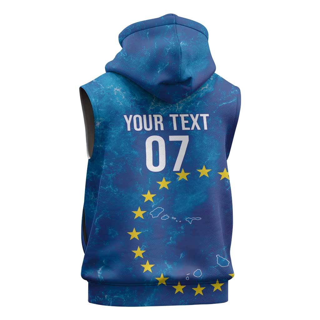 Cape Verde Tubaroes Azuis Custom Sleeveless Hoodie Break The Waves - Wonder Print Shop