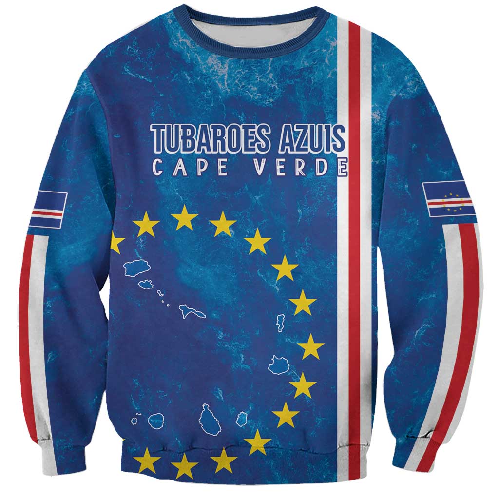Cape Verde Tubaroes Azuis Custom Sweatshirt Break The Waves - Wonder Print Shop