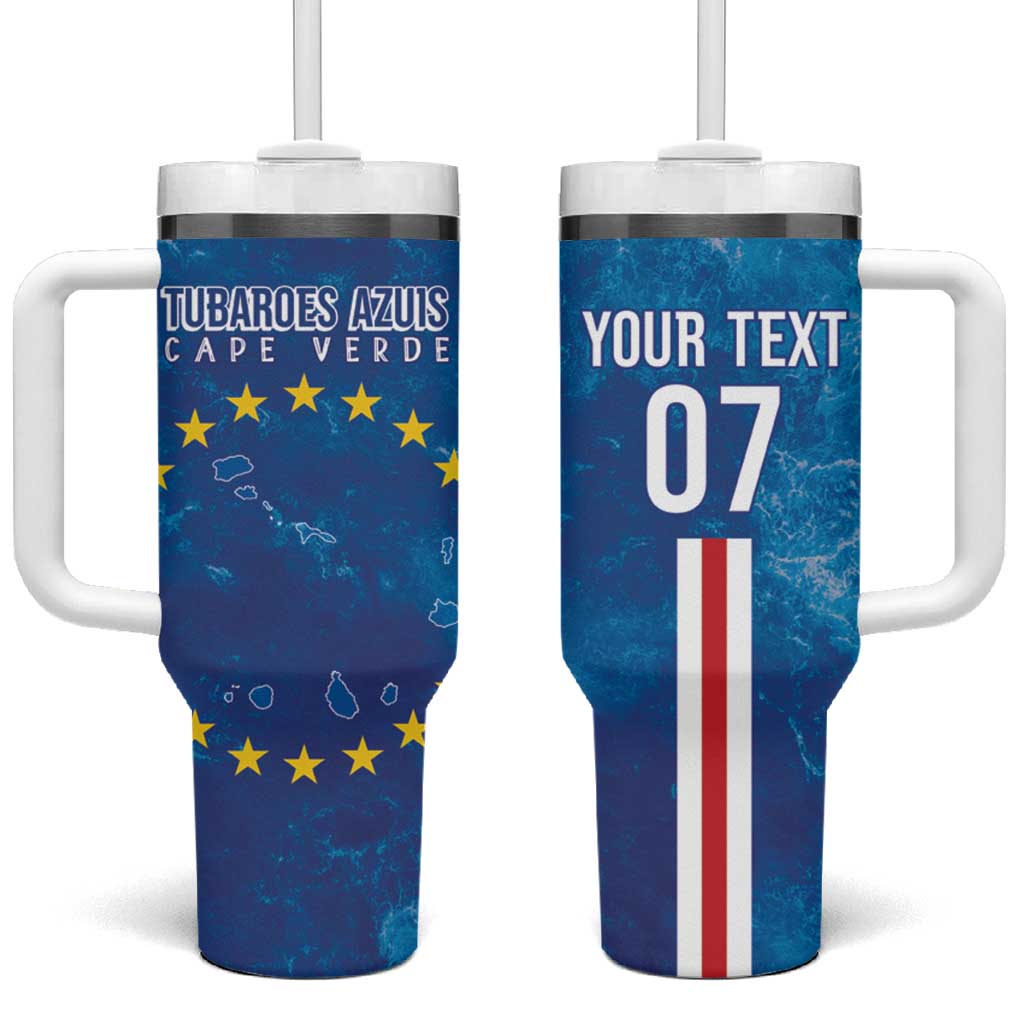 Cape Verde Tubaroes Azuis Custom Tumbler With Handle Break The Waves - Wonder Print Shop