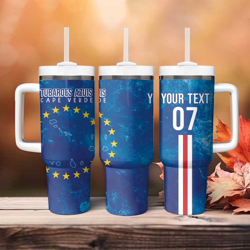 Cape Verde Tubaroes Azuis Custom Tumbler With Handle Break The Waves - Wonder Print Shop