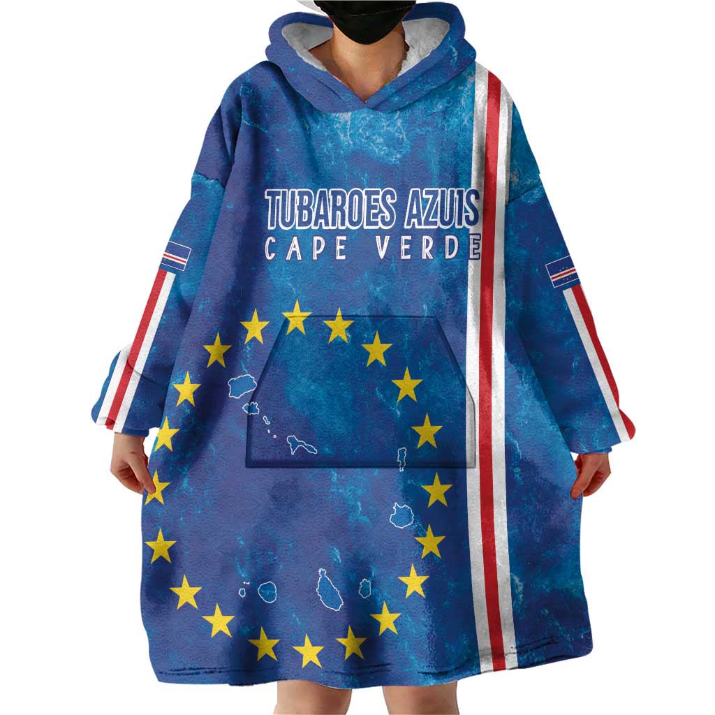 Cape Verde Tubaroes Azuis Custom Wearable Blanket Hoodie Break The Waves - Wonder Print Shop