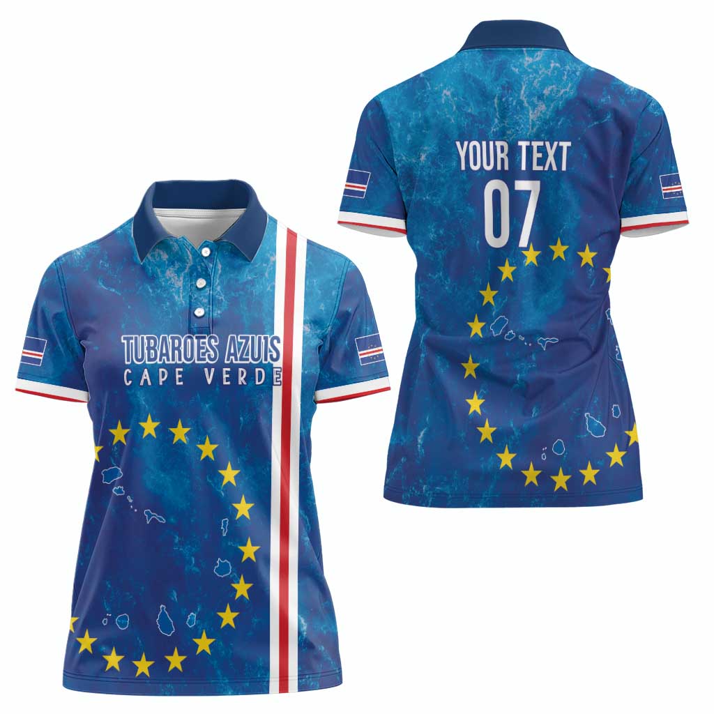 Cape Verde Tubaroes Azuis Custom Women Polo Shirt Break The Waves - Wonder Print Shop