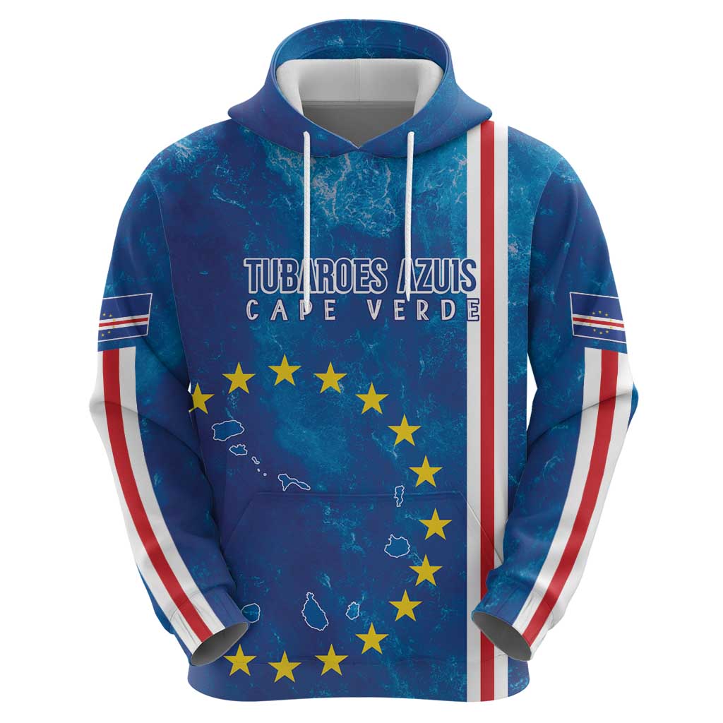 Cape Verde Tubaroes Azuis Custom Zip Hoodie Break The Waves - Wonder Print Shop