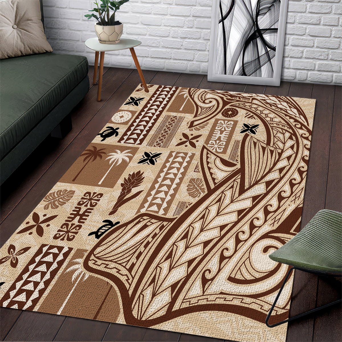 Samoa Tapa Area Rug Siapo Mix Tatau Patterns LT7 - Wonder Print Shop