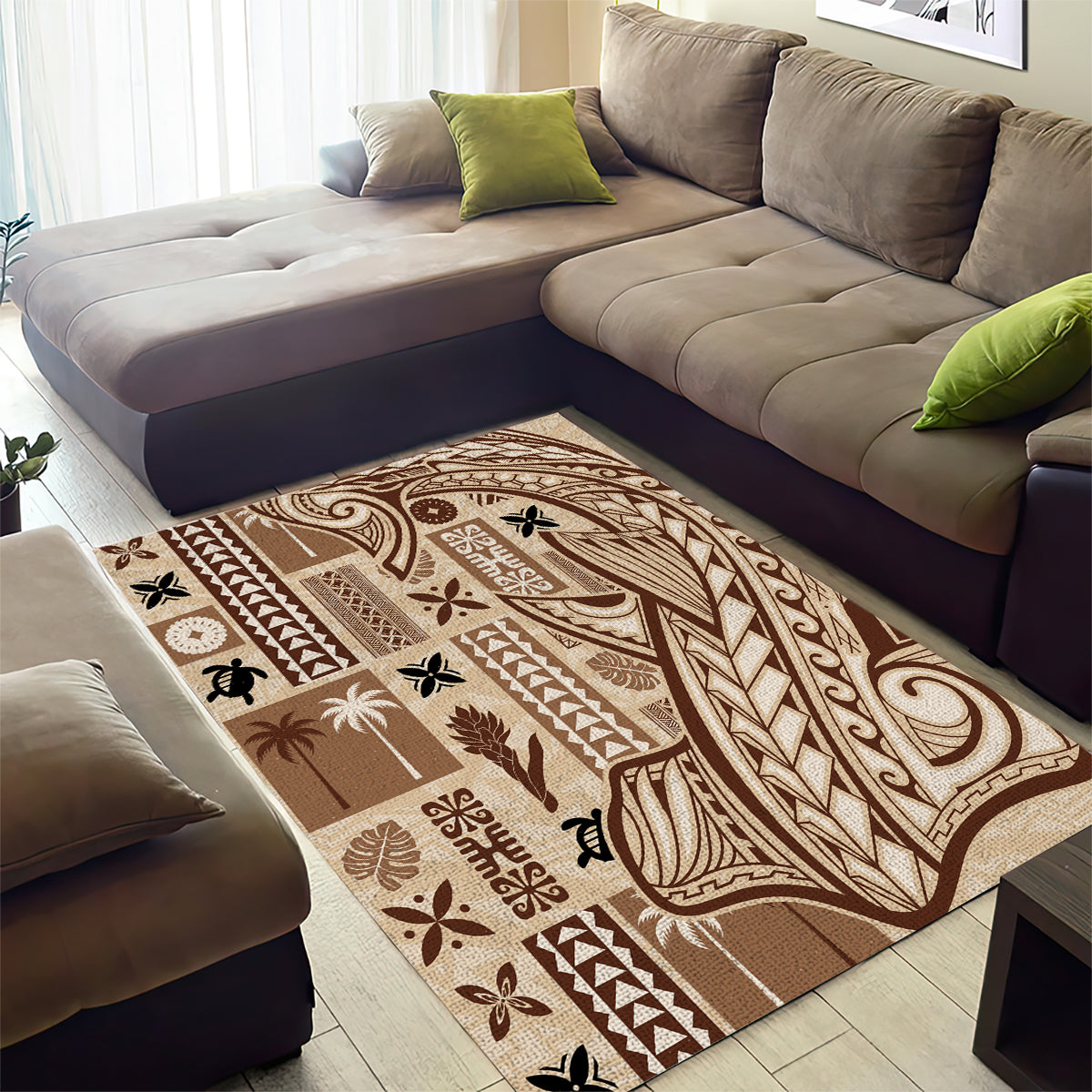 Samoa Tapa Area Rug Siapo Mix Tatau Patterns LT7 - Wonder Print Shop