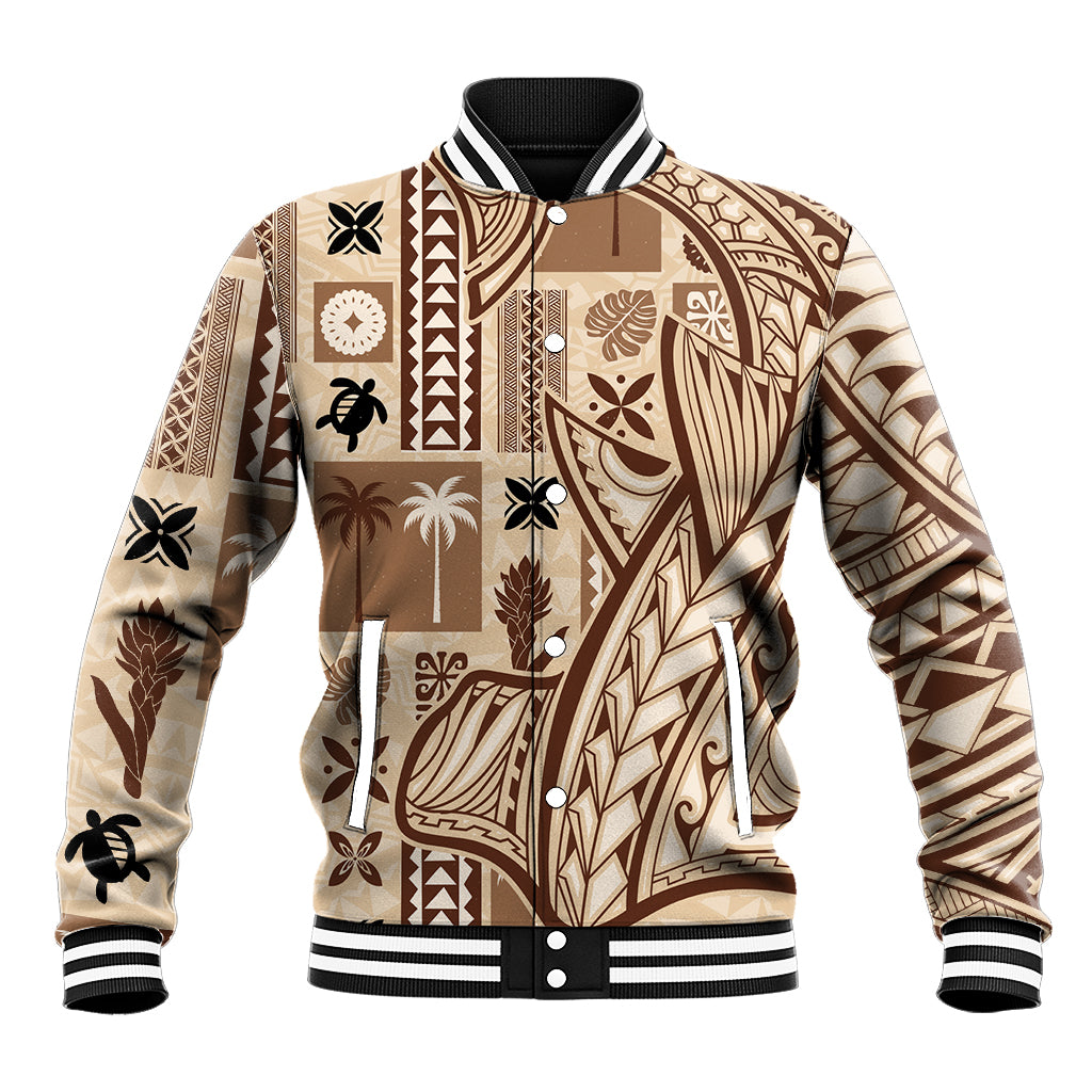 Samoa Tapa Baseball Jacket Siapo Mix Tatau Patterns LT7 - Wonder Print Shop