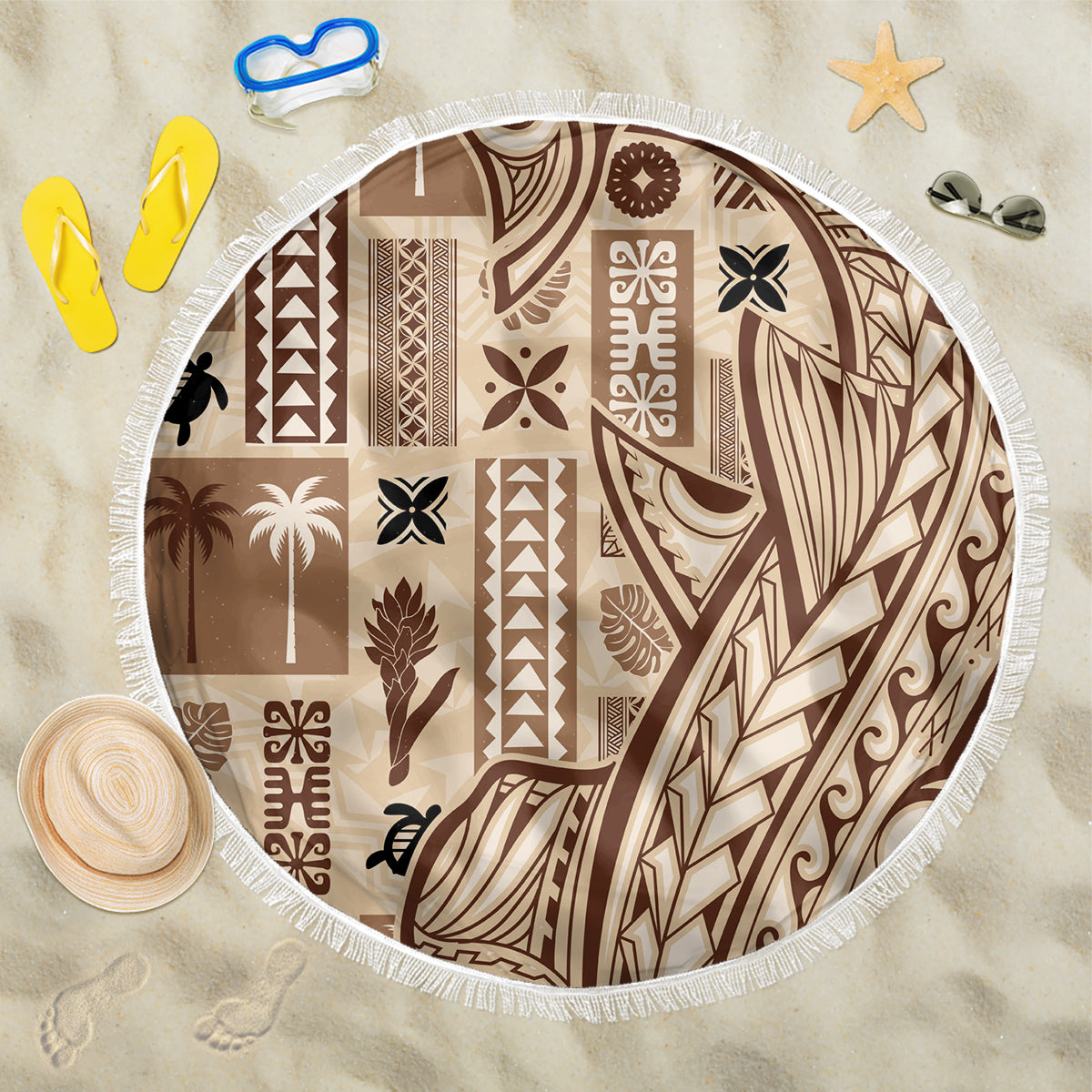 Samoa Tapa Beach Blanket Siapo Mix Tatau Patterns LT7 - Wonder Print Shop