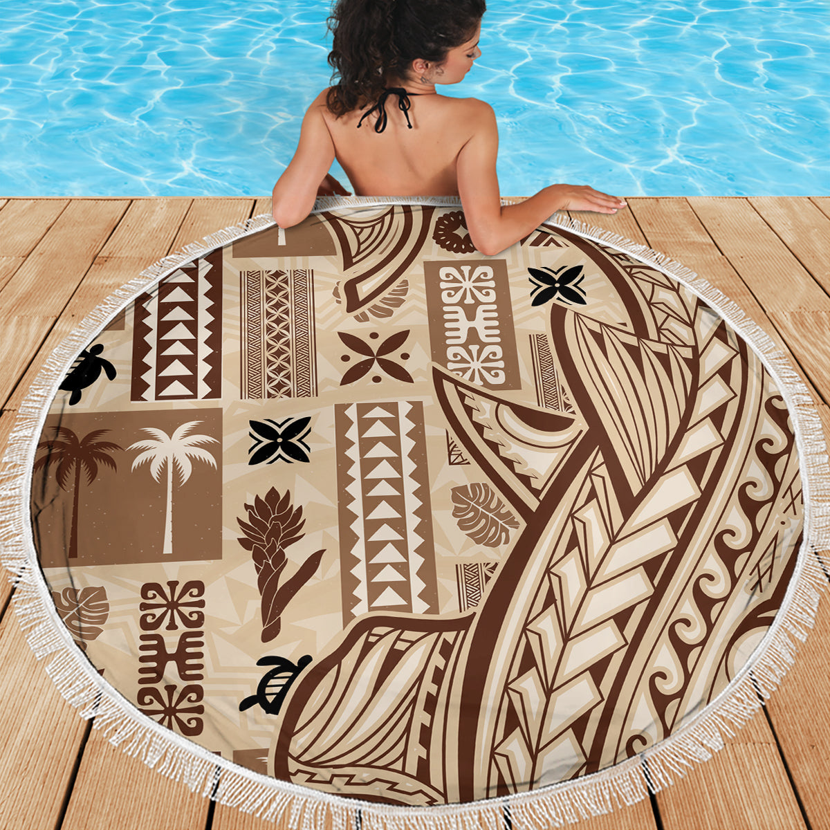 Samoa Tapa Beach Blanket Siapo Mix Tatau Patterns LT7 - Wonder Print Shop