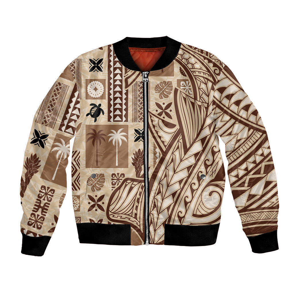 Samoa Tapa Bomber Jacket Siapo Mix Tatau Patterns LT7 - Wonder Print Shop