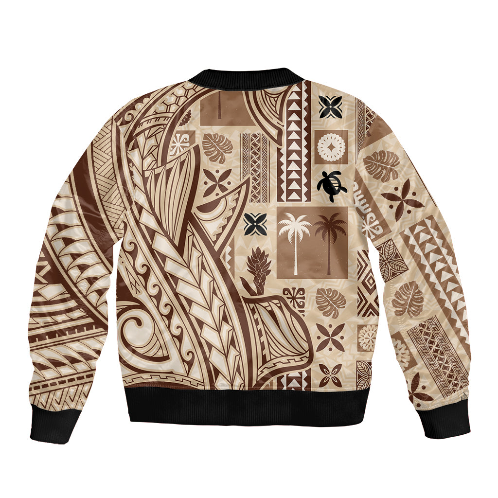 Samoa Tapa Bomber Jacket Siapo Mix Tatau Patterns LT7 - Wonder Print Shop