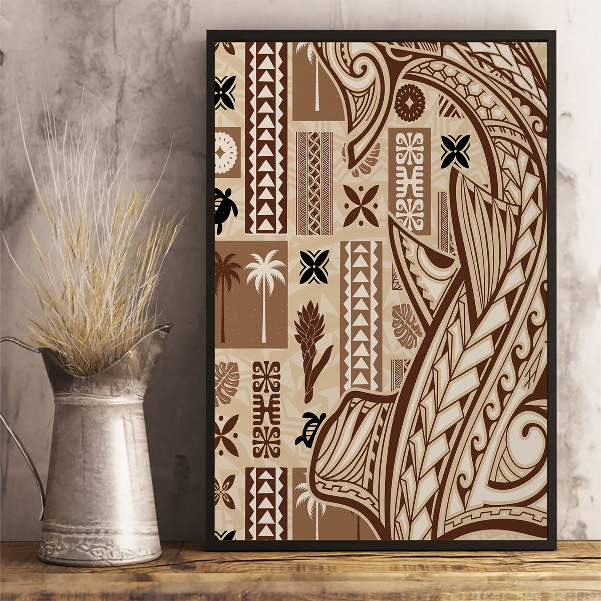Samoa Tapa Canvas Wall Art Siapo Mix Tatau Patterns LT7 - Wonder Print Shop