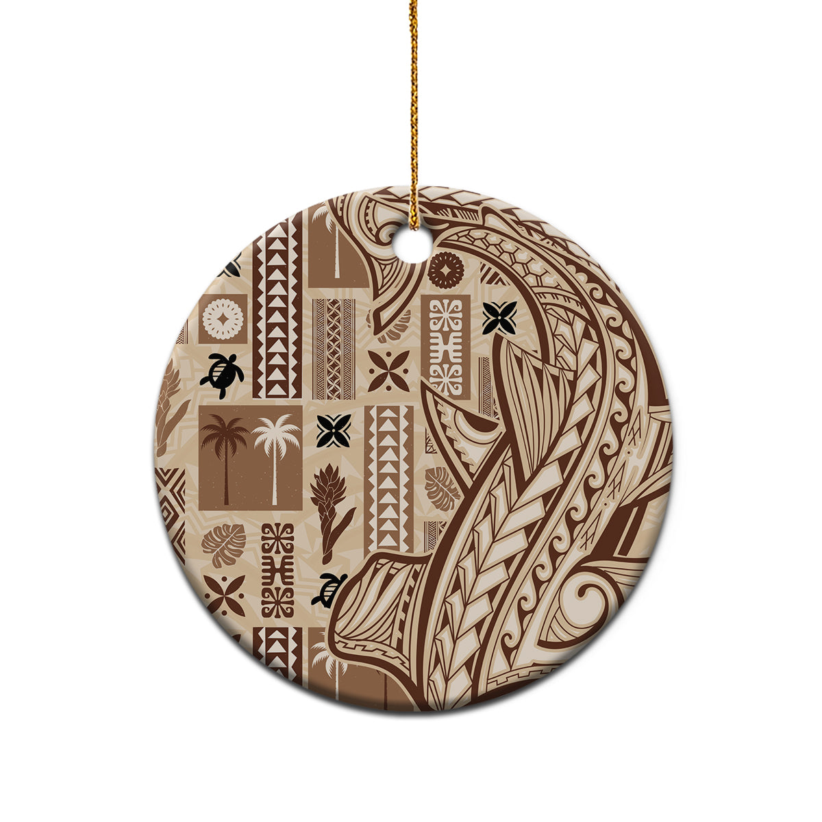 Samoa Tapa Ceramic Ornament Siapo Mix Tatau Patterns LT7 - Wonder Print Shop