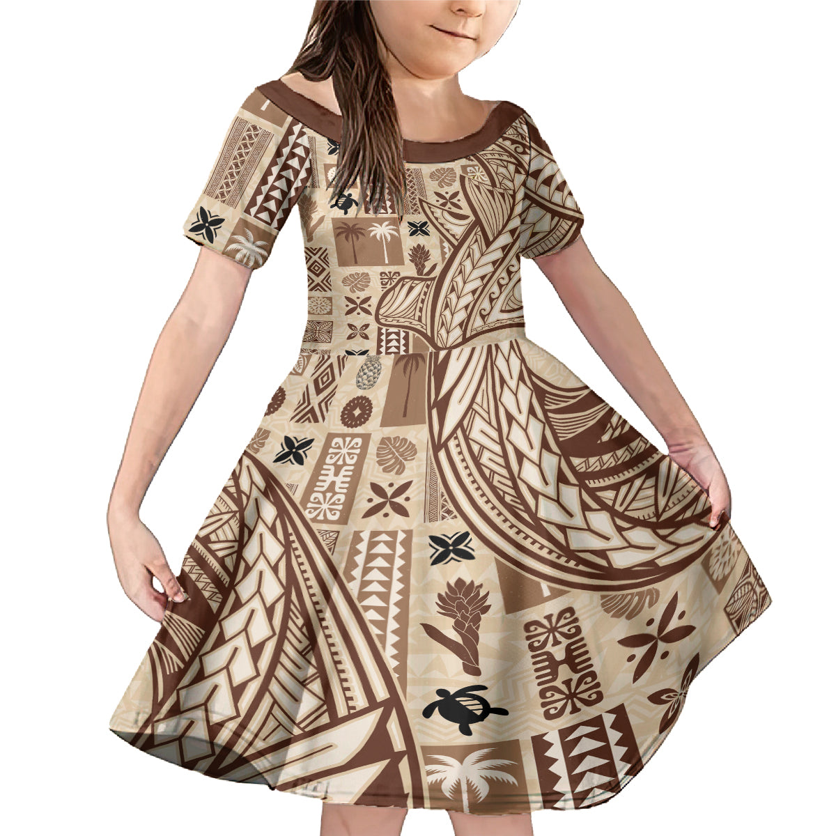 Samoa Tapa Family Matching Mermaid Dress and Hawaiian Shirt Siapo Mix Tatau Patterns LT7 - Wonder Print Shop