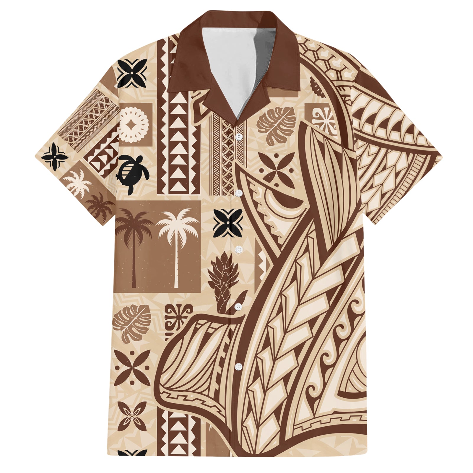 Samoa Tapa Hawaiian Shirt Siapo Mix Tatau Patterns - Wonder Print Shop