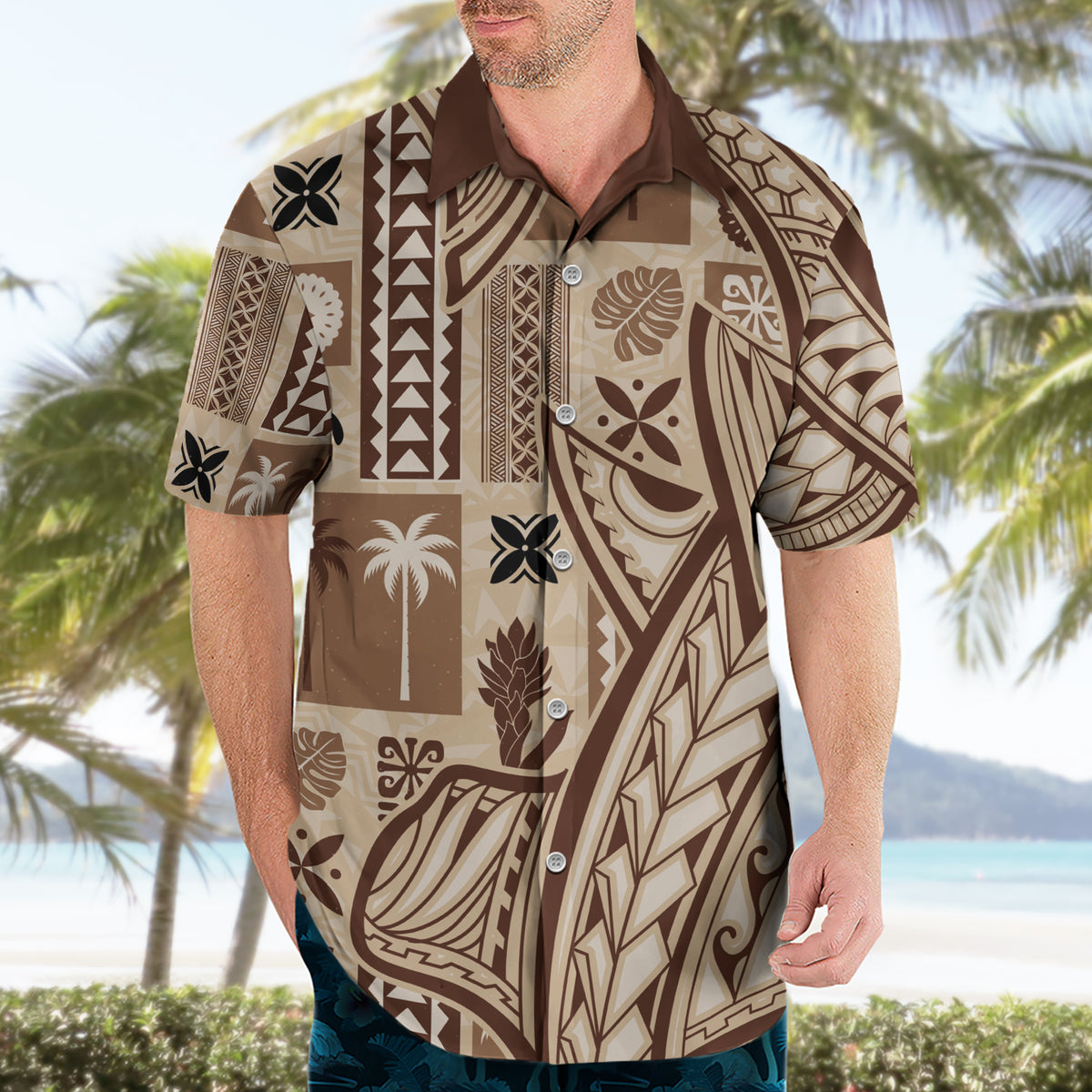 Samoa Tapa Hawaiian Shirt Siapo Mix Tatau Patterns - Wonder Print Shop