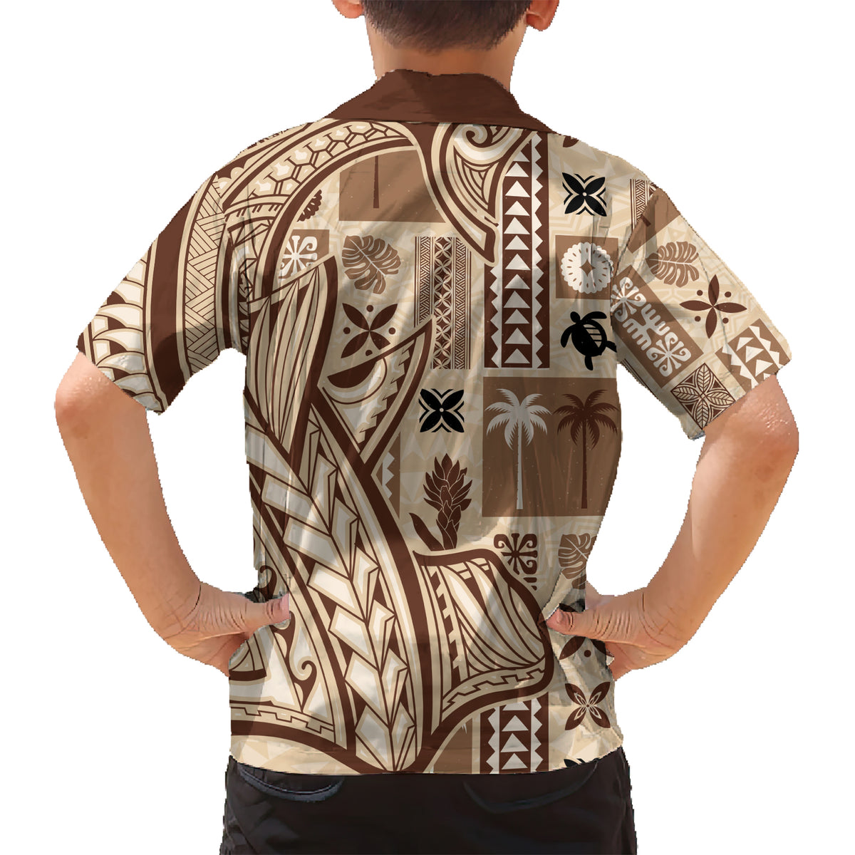 Samoa Tapa Kid Hawaiian Shirt Siapo Mix Tatau Patterns - Wonder Print Shop